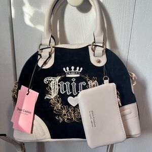 Juicy Couture Black & Cream Heritage Satchel/ Purse